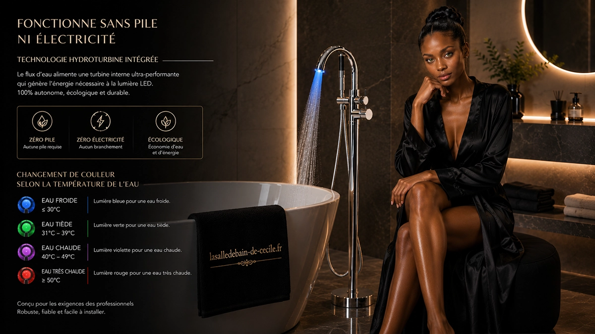 Mitigeur de baignoire sur pied LED chrome Alost